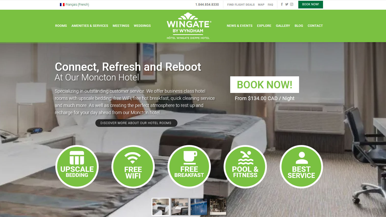 Wingate by Wyndham, Hotel Wingate Dieppe website design, web design, seo search engine optimization